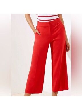 LOFT Riviera Vibrant Red Wide-Leg Pants 2Petite